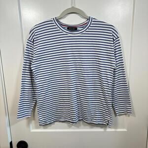 AYR Shirt Small Womens The French Fry Tee Blue Striped Long Sleeve Size Xs